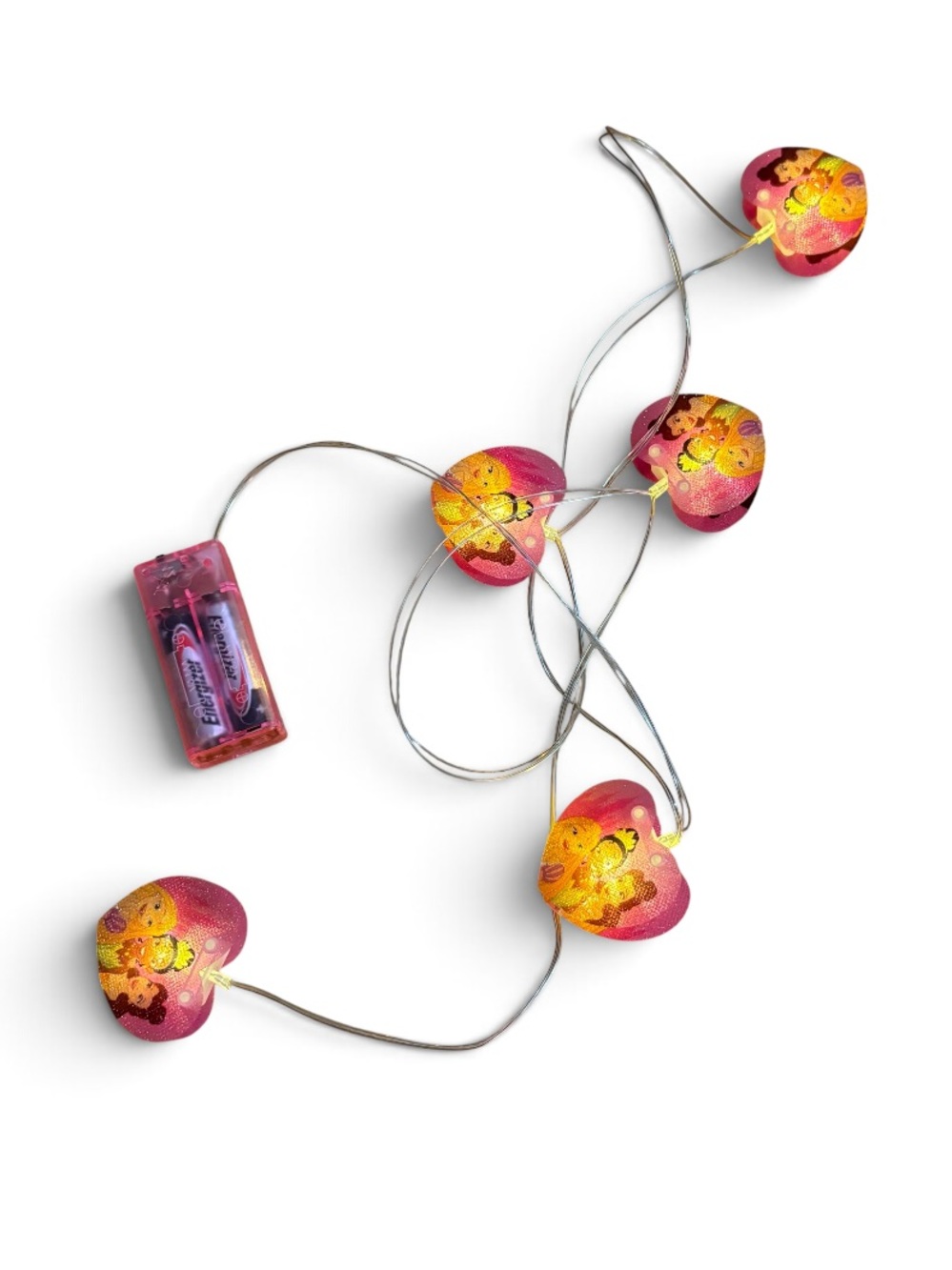 Disney Princess Heart String Lights Battery Operated Decor Belle Tiana Rapunzel